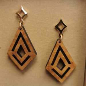 Χειροποίητα Σκουλαρίκια από Ξύλο Ελιάς με Χρυσή Λεπτομέρεια