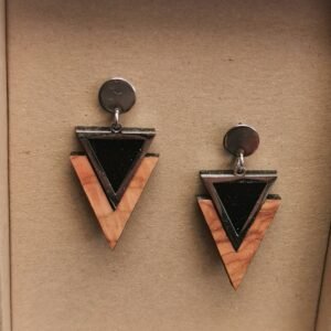 oznorCOBR Σκουλαρίκια από Ξύλο Ελιάς & Μαύρο Τρίγωνο