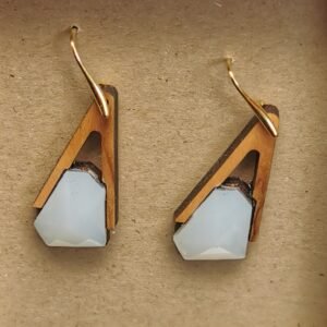 Σκουλαρίκια από Ξύλο Ελιάς & Ανοιχτό Γαλάζιο Κρύσταλλο