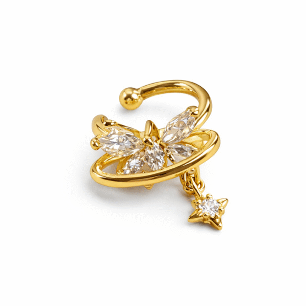 Ear Cuff με Πεταλούδα & Αστέρι – Λαμπερό Fantasy Κόσμημα