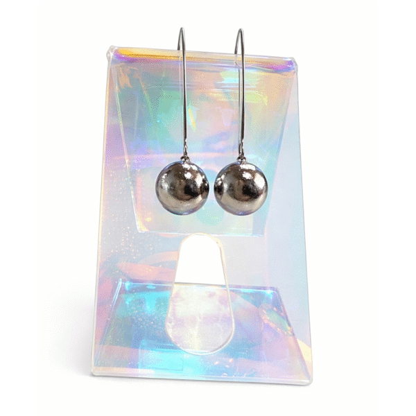 Minimal Σκουλαρίκια με Σφαίρα σε Ασημί Χρώμα – Classic Ball Drop Earrings
