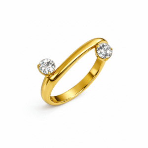 Δαχτυλίδι Χρυσού Χρώματος με Δύο Πέτρες