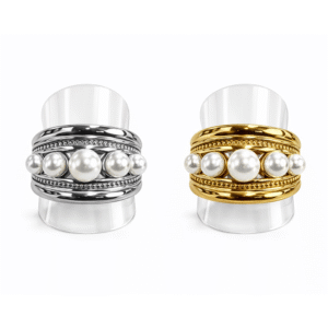 34 Δαχτυλίδι με Πέρλες σε Ασημί Χρώμα – Elegant Statement Ring