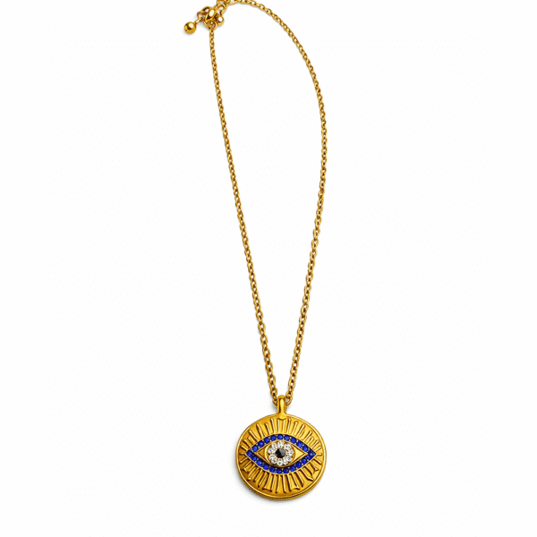 Κολιέ Μάτι με Σμάλτο & Στρας – Χρυσό Χρώμα