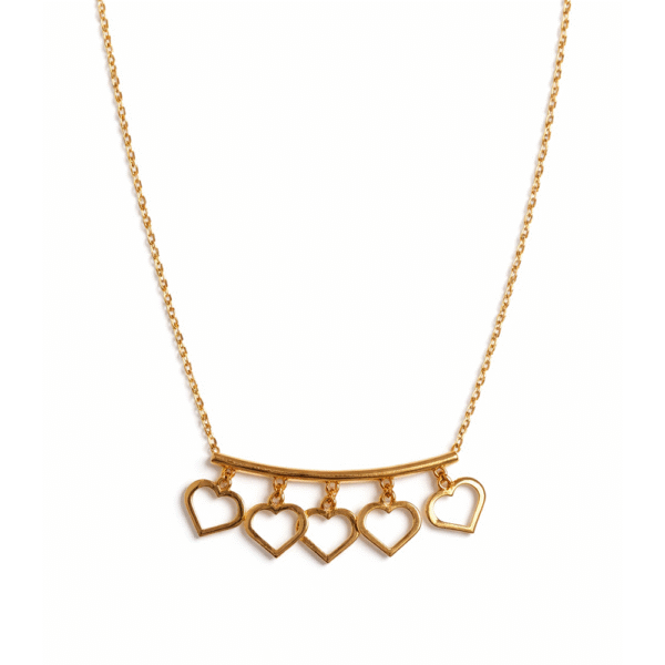 Κολιέ με Κρεμαστές Καρδιές – Χρυσό Minimal Κόσμημα