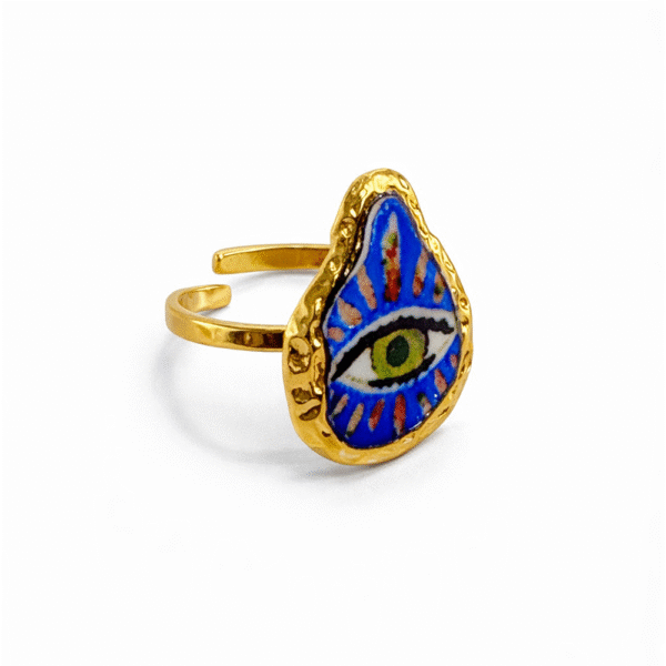 Ανοιχτό Δαχτυλίδι με Μάτι – Χειροποίητο Symbolic Statement Ring