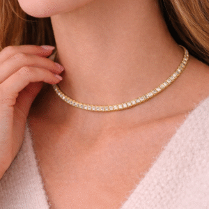 Κολιέ Riviera από Ανοξείδωτο Ατσάλι με Λαμπερές Πέτρες – Χρυσό