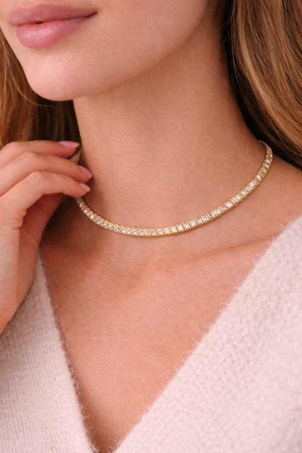 Κολιέ Riviera από Ανοξείδωτο Ατσάλι με Λαμπερές Πέτρες – Χρυσό