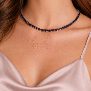 Κολιέ Riviera από Ανοξείδωτο Ατσάλι με Σκούρες Μπλε Πέτρες – Χρυσό