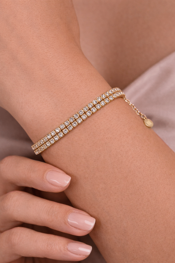 Διπλό Χρυσό Βραχιόλι Riviera με Κρυστάλλινες Πέτρες από Ανοξείδωτο Ατσάλι