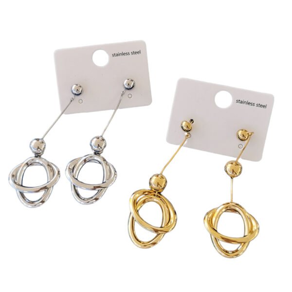 Χρυσά Κρεμαστά Σκουλαρίκια με Γεωμετρικούς Κρίκους από Ανοξείδωτο Ατσάλι