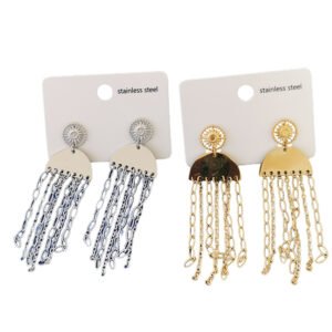 Χρυσά Κρεμαστά Σκουλαρίκια με Αλυσίδες από Ανοξείδωτο Ατσάλι