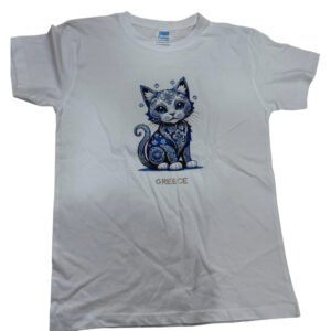 Παιδικό T-Shirt Greece με Γατούλα Μπλε