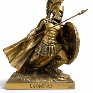 περιγραφη αγαλμα λεωνιδας   Χάλκινο άγαλμα του βασιλιά Λεωνίδα σε δυναμική στάση μάχης, με δόρυ, ασπίδα και περικεφαλαία. Εντυπωσιακό διακοσμητικό σύμβολο ανδρείας και ελληνικής ιστορίας.