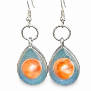 Σκουλαρίκια χειροποίητα με υγρό γυαλί και μάτι της Παναγίας.