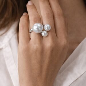 Ατσάλινο δαχτυλίδι με πέρλες