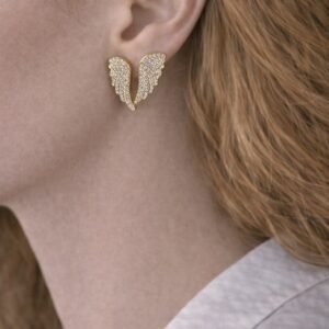 Σκουλαρίκια από ατσάλι σε σχήμα φτερών.