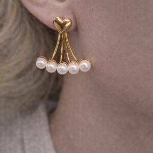 Σκουλαρίκια Καρδιά με Πέρλες