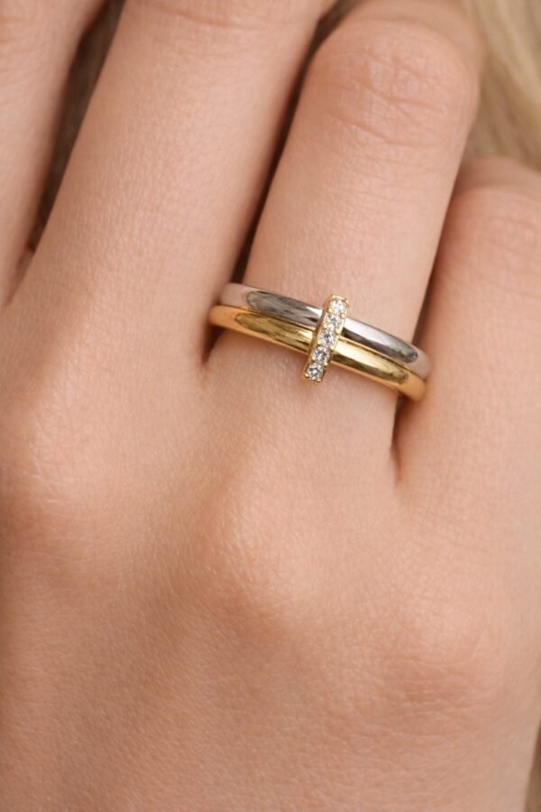 Δαχτυλίδι σε διχρωμία ασημί & χρυσό