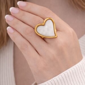 Δαχτυλίδι Καρδιά με Λευκή Πέτρα