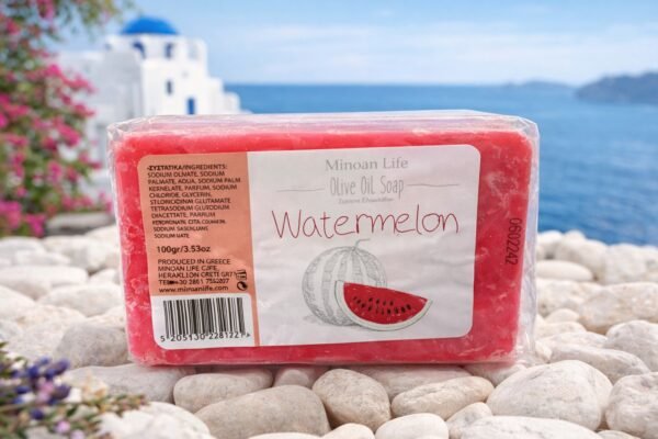 Ελληνικό σαπούνι ελαιολάδου με άρωμα καρπούζι.