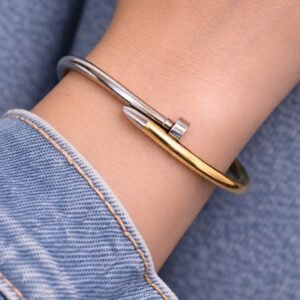 Δίχρωμο ατσάλινο βραχιόλι ανοιγόμενο.