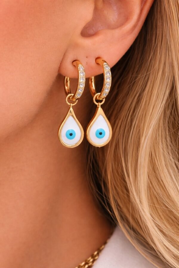 Κομψά σκουλαρίκια κρίκοι με κρεμαστό μοτίφ μάτι