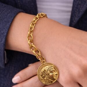 Κομψό βραχιόλι,σχέδιο αρχαίου νομίσματος.