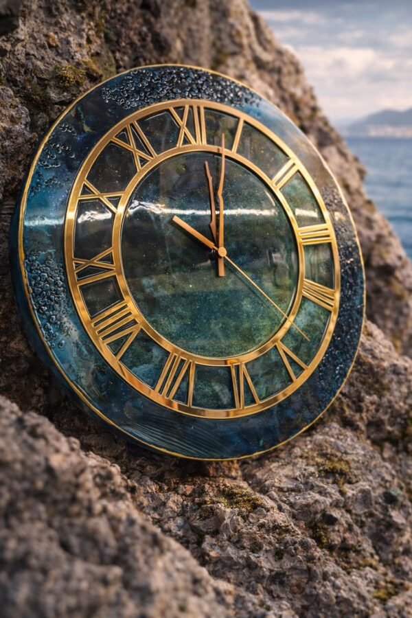 Χειροποίητο Διακοσμητικό Ρολόι Υγρού Γυαλιού – 30×30 εκ.