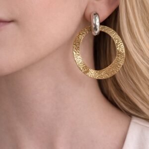 Σκουλαρίκια Κρίκοι με Σφυρήλατη Υφή.