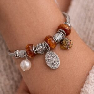 Βραχιόλι σε ασημί απόχρωση τύπου cable