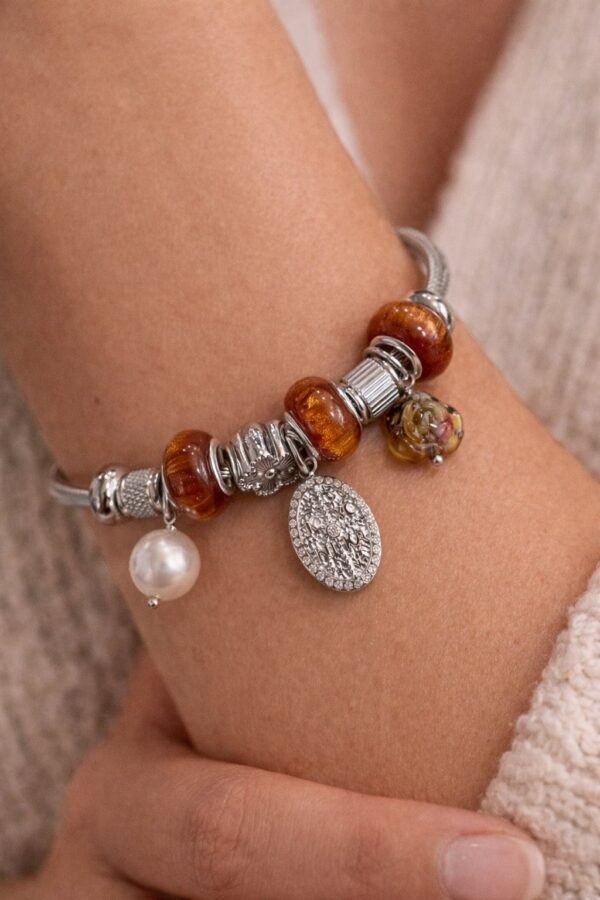 Βραχιόλι σε ασημί απόχρωση τύπου cable